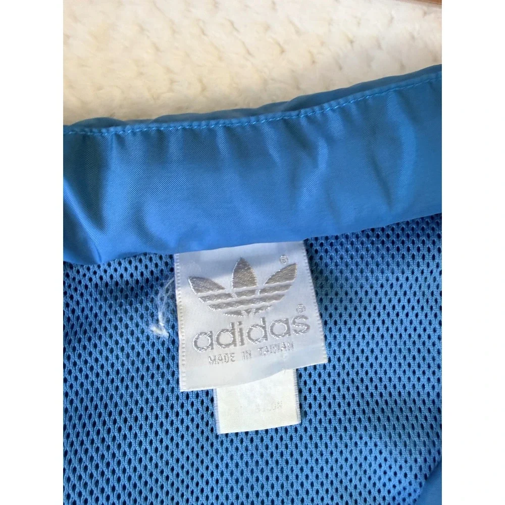 Vintage Adidas Mens 80s‎ Quarter Zip Windbreaker Blue Black Striped Trefoil XL